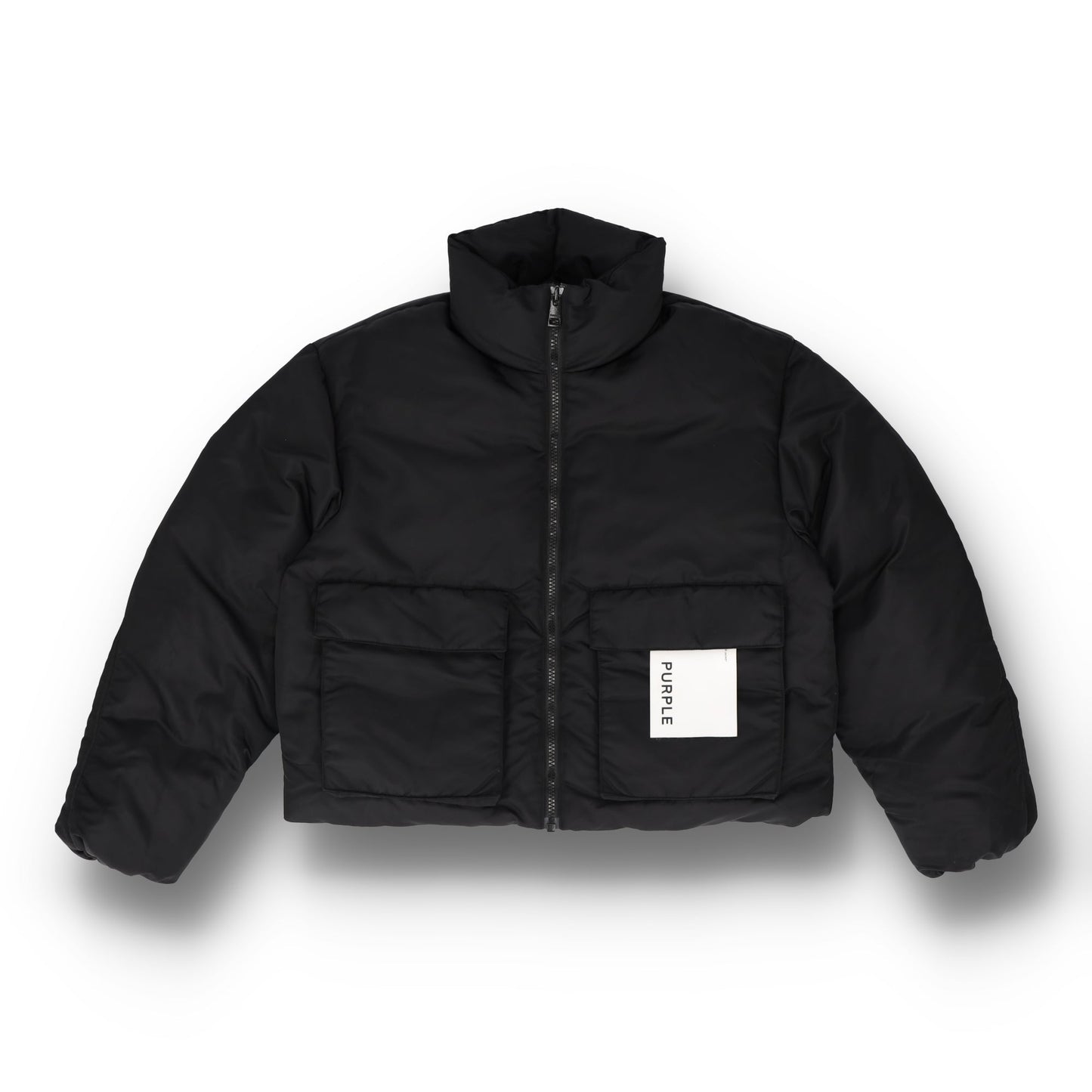 Twill Puffer Black Jacket