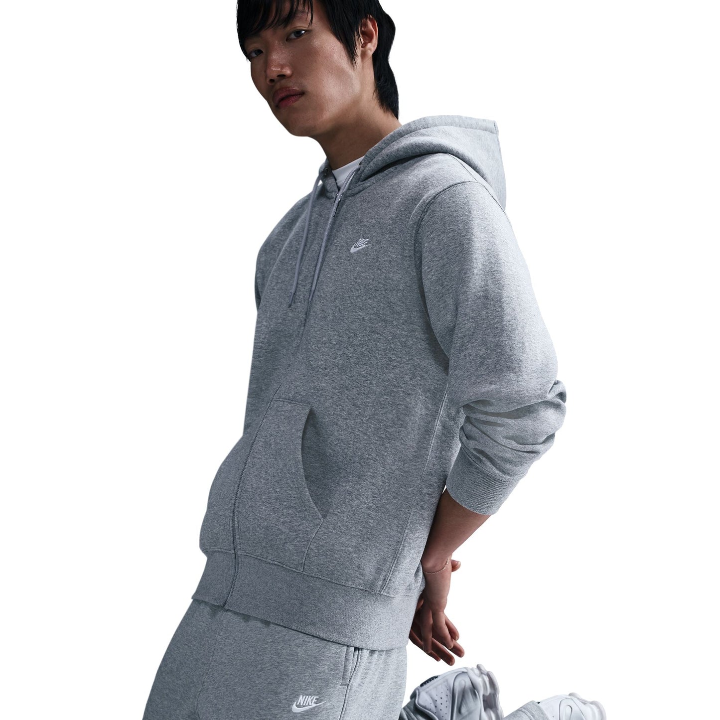 Club Full Zip Fleece Grey Hoodie